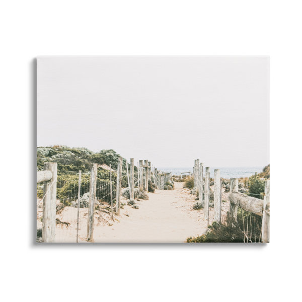 Stupell Industries Au446Canvas Sandy Beach Boardwalk Landscape On
